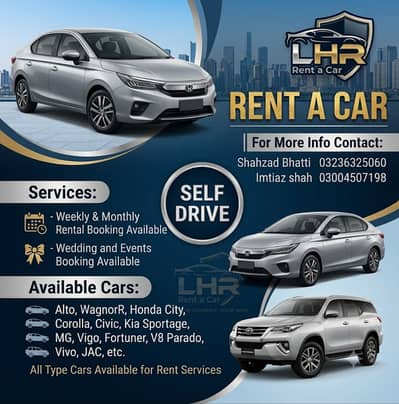 Self Drive Rent a Car - Civic, Corolla, City, Parado, Kia, MG for Rent