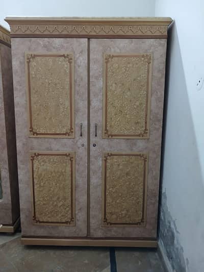 Wooden wardrobe, dressing table and showcase