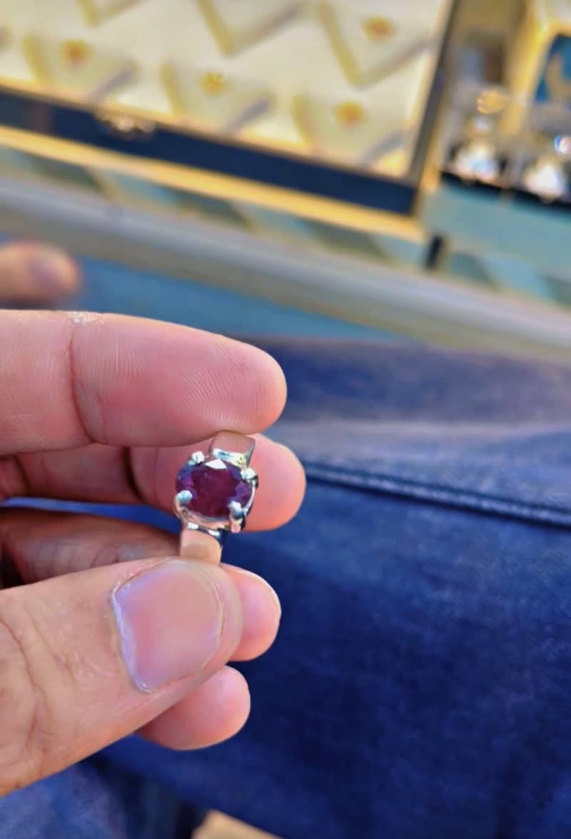 Natural Ruby Hand made silver ring 2