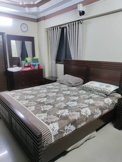 6x6 Wooden Bedroom Set | Bed, Mattress, Dressing, 2 Tables & Wardrobe
