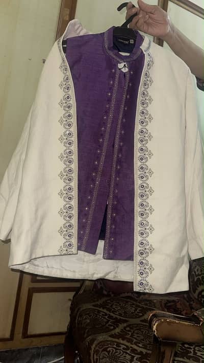 Purple & White 3-Piece Traditional Suit | Worn Once | Rs. 5,000