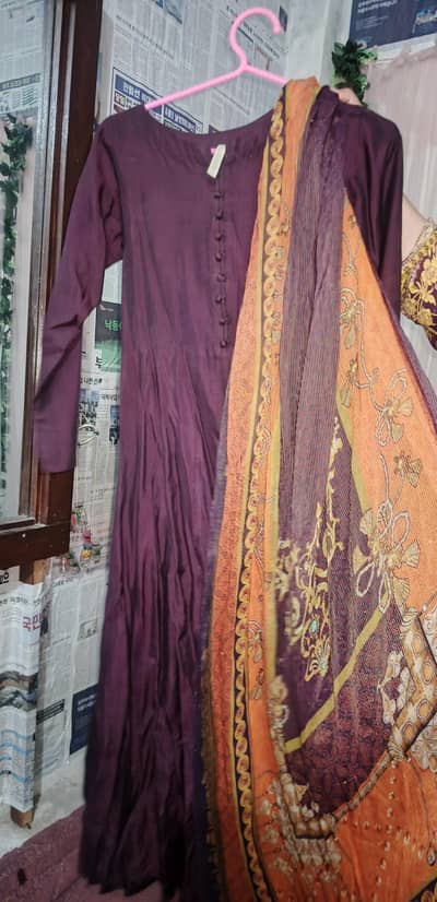 Original Moohagni 2-Piece Designer Long Flared Frock with Dupatta