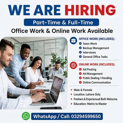 ONLINE WORK AVAILAIBLE FoR MALE AND FEMALE