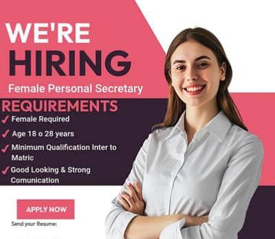 Female assistant required in office