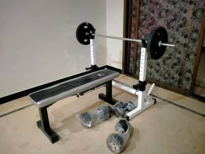 chest bench and dumbbells