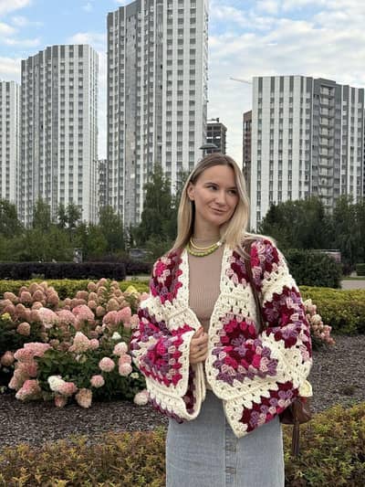 Custom Crochet Granny Square sweater 