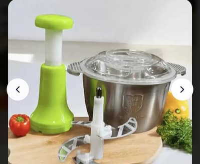 2.0 Litre Premium Stainless Steel Manual Push Chopper & Meat Grinder