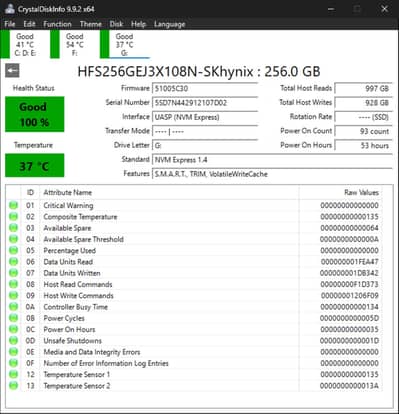 Original SK Hynix 256GB NVMe SSD | 100% Health | Pulled from Microsoft
