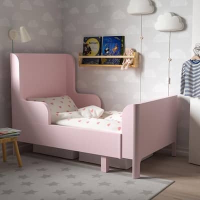 IKEA Extendable Kids Bed with Mattress – Pink