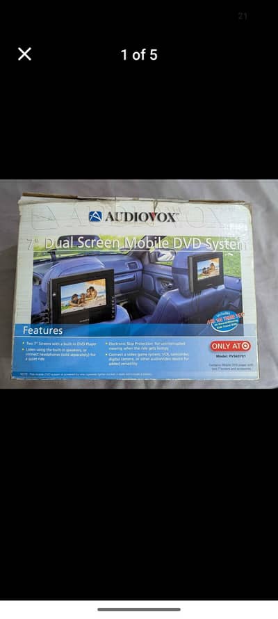 Audiovox 7 inch dual screen DVD system for car