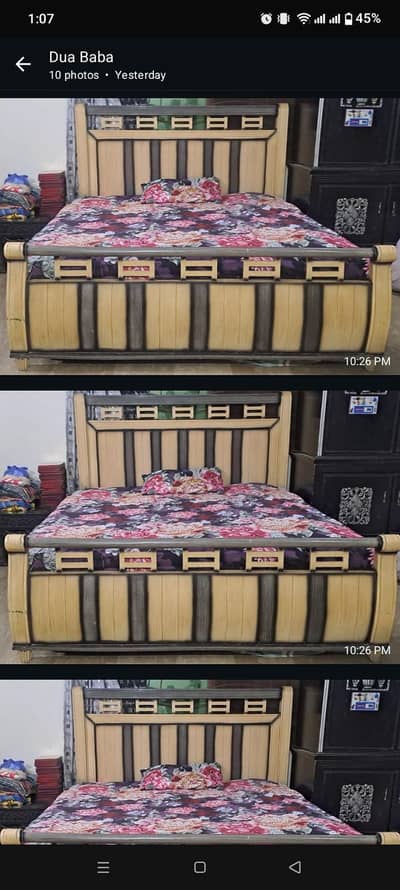 wooden double bed  with wall mirror with springe mattress