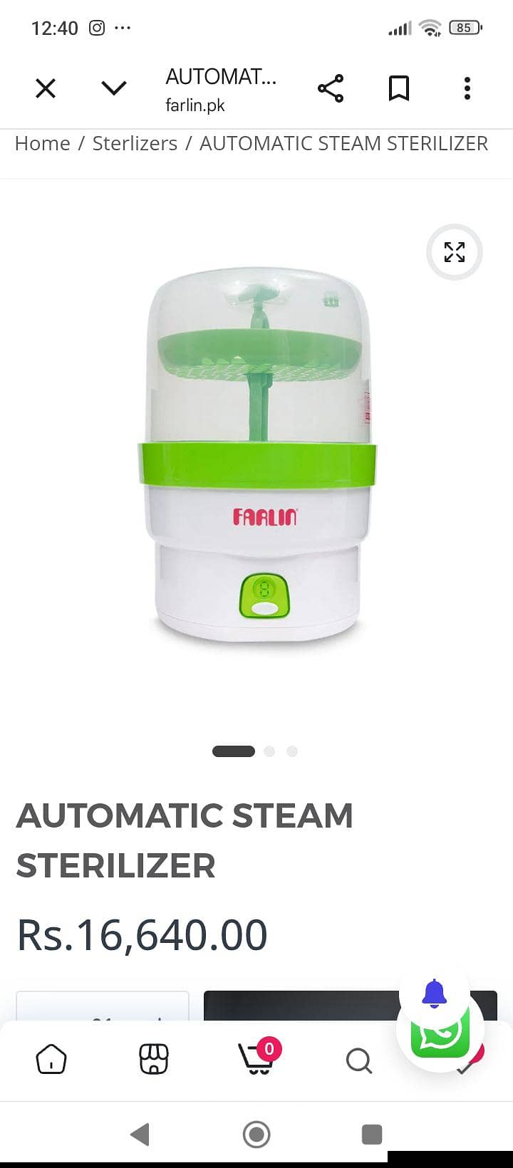 Farlin automatic steriliser 0