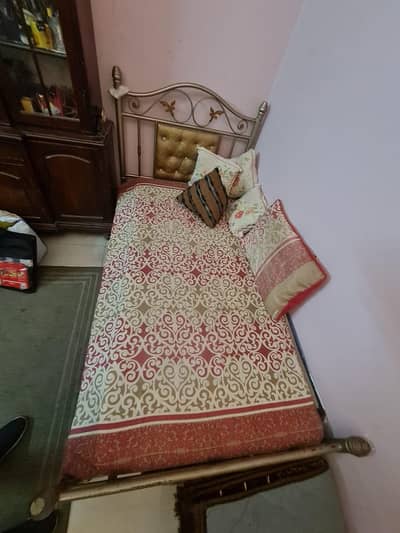 Dual Metal Bed + Glass top iron table
