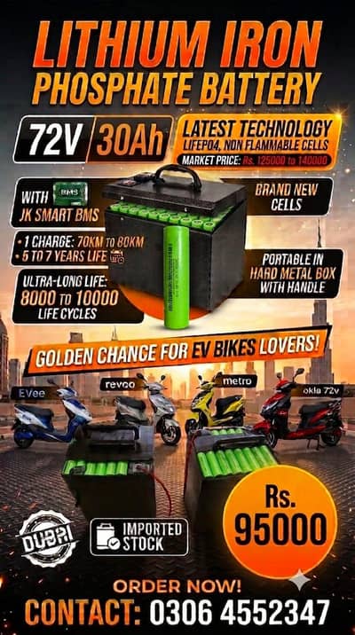 iron phosphate battery 72 Volt 28 amp