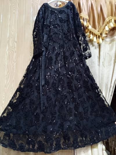 Black Fancy Maxi | Heavy Embroidery & Sequin Party Wear