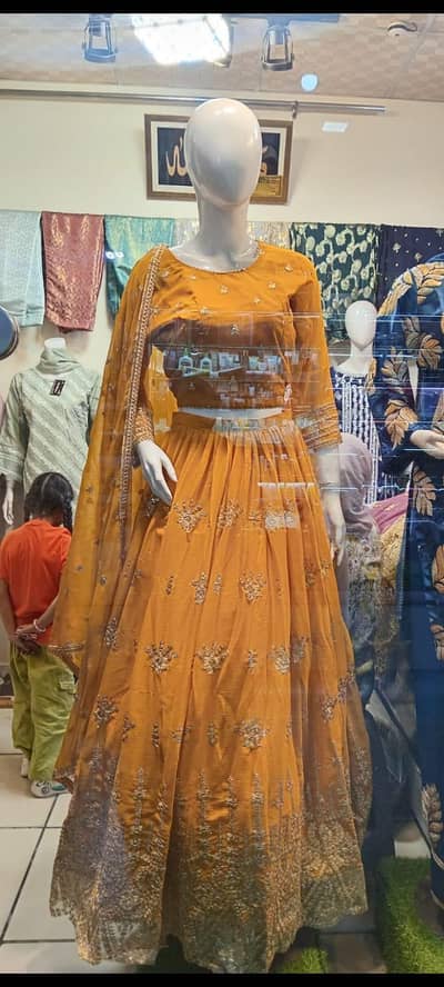 Mustard Yellow Embroidered Maxi Dress Party Wear Wedding Formal Dress