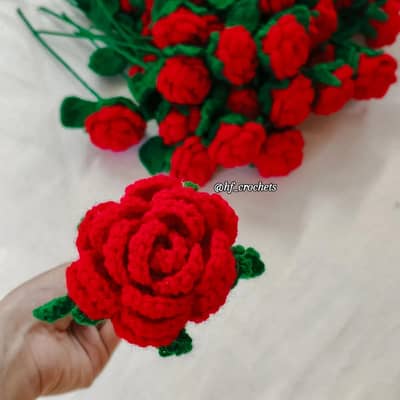 Crochet Rose Flower Stem