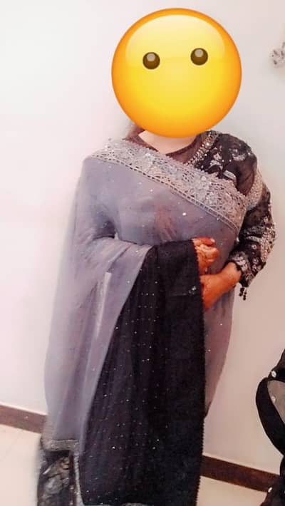 Black & Silver Heavy Work Saree with Blouse