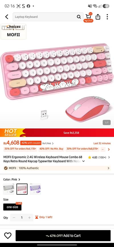 Wireless Keyboard and mouse Noise less