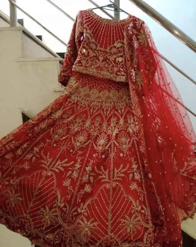 Baraat red lengha small size fancy shaadi