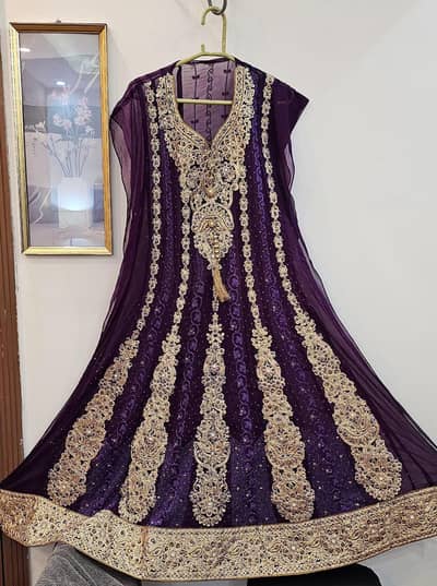 purple and gold embllished eastern anarkali dress