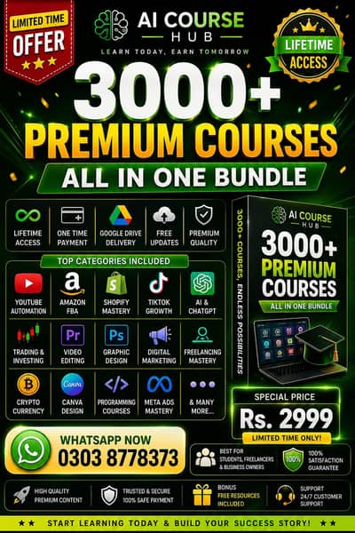 3000+ premium online courses Bundle ll YouTube, Trading, Shopify, etc