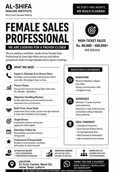 Female Sales Professional / High-Ticket Sales Closer
