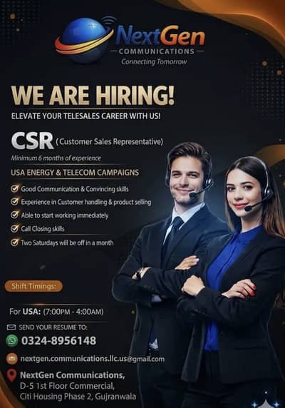 CSR (Customer Sales Representative) required for American Call Centre