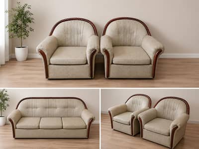 Antique Wooden Sofa Set 5 Seater Excellent Condition Solid & Elegant