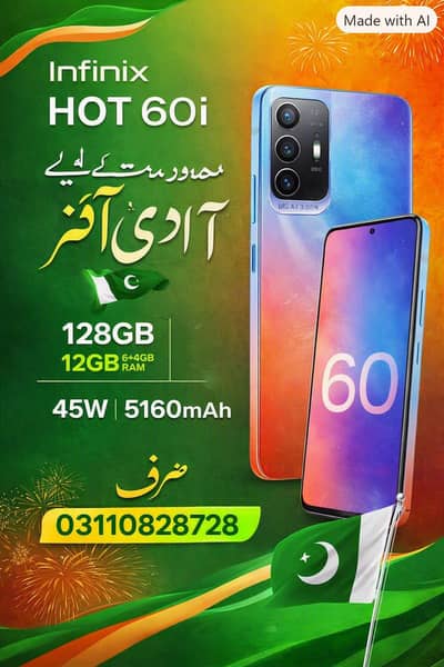 Infinix hot 60i only 55000 WhatsApp 03110828728