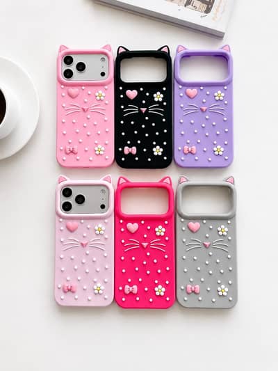 Silicone 3D Embossed Cat Case