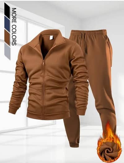 Men's Fleece Zipper Tracksuit – 2-Piece Set