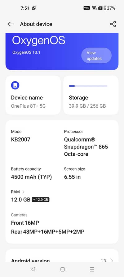 One Plus 8t+ 12 256 all ok ha