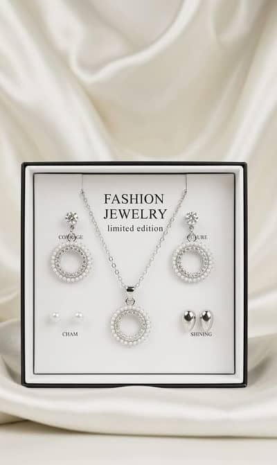 Elegant Jewelry Set - Necklace, Earrings & Tops