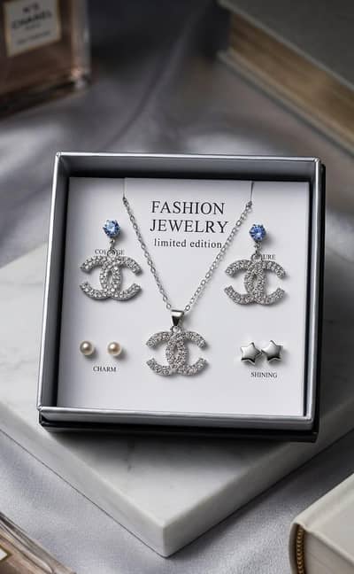Elegant Jewelry Set - Necklace, Earrings & Tops