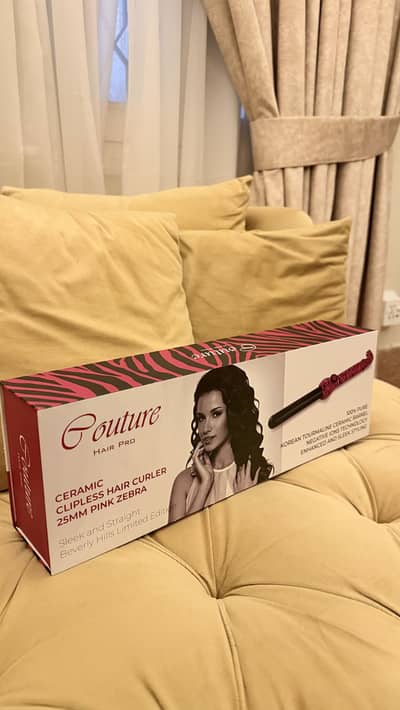 Couture Hair Pro 25mm Ceramic Clipless Hair Curler – Pink Zebra