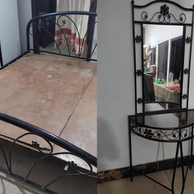 Queen size iron bEd & dreasing table. . 15000