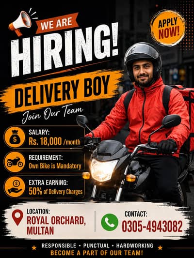 i need delivery boy and kitchen helper in royal orchard