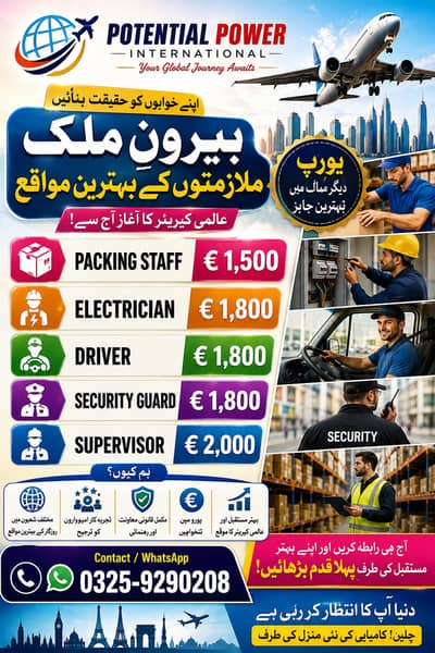 Packing Staff |  Electrician |  Driver|  Security Guard|  Supervisor
