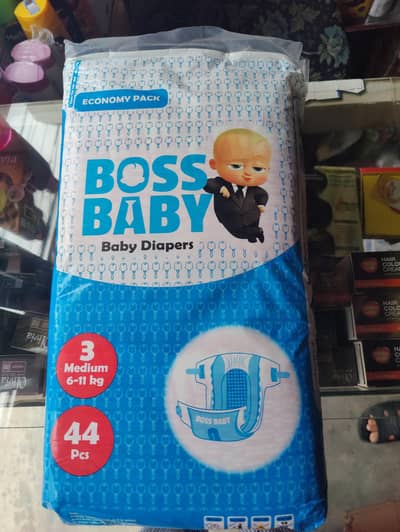 Boss Baby. baby Diapers , Pack of 44 PCs (3 Medium 6-11kg)