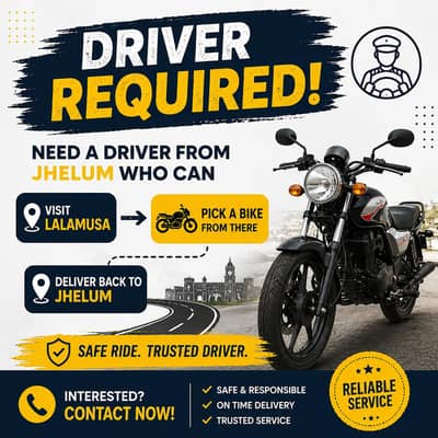 Need a driver to pick bike from lalamusa