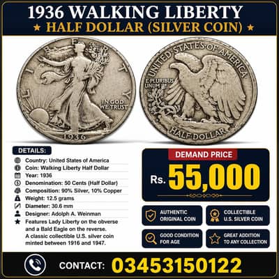 Half Dollar Silver Coin 1936