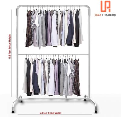 *5.5 Feet Silver Garment Display Stand - 4 Feet Width