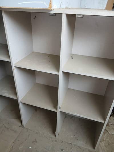 wall shelves and office desk