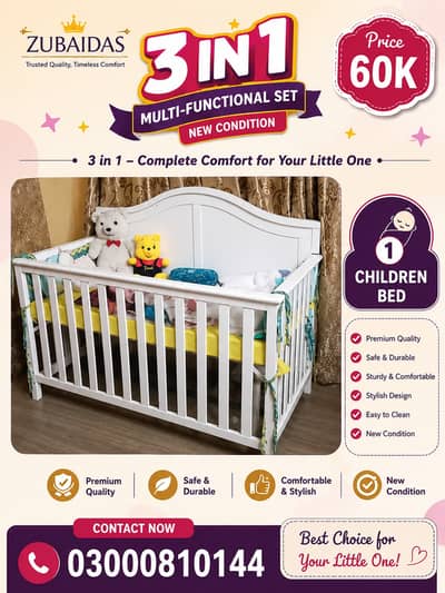 Premium Wooden Baby Cot / Kids Crib Kids Bed Kids Swing