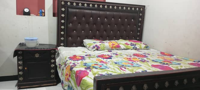 Solid Wooden Bed with Dressing Table & Mirror – Urgent Sale!