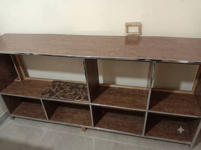 Wooden Glass Display Counter / Rack (8x3 Feet) – Excellent Condition