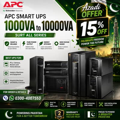 APC UPS 650VA,2.2KVA,3KVA,5KVA,6KVA,10KVA Online & Smart Ups