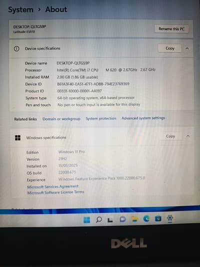 Dell latitude e5510 2gb ram 64gb windows 11