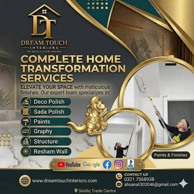Paint work, Deco Polish ,Resham Wall Finishes & Interior Decorator